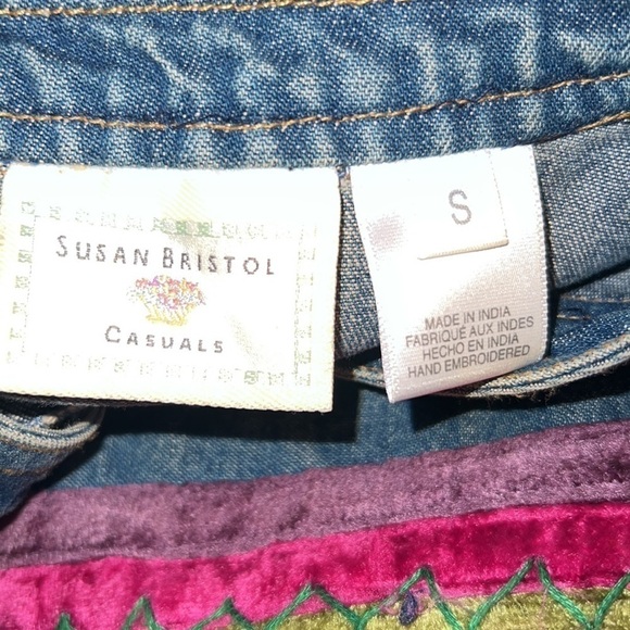 Vintage 90s Y2K Susan Bristol Casuals Embroidered and Beaded Jean Vest Size S - Picture 7 of 10